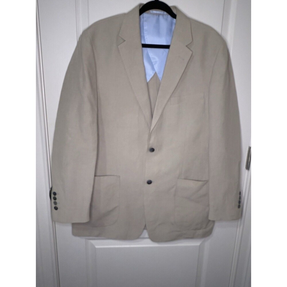 Crittenden Silk Linen Blazer Men 42 L Beige Tan Sport Coat Casual Jacket